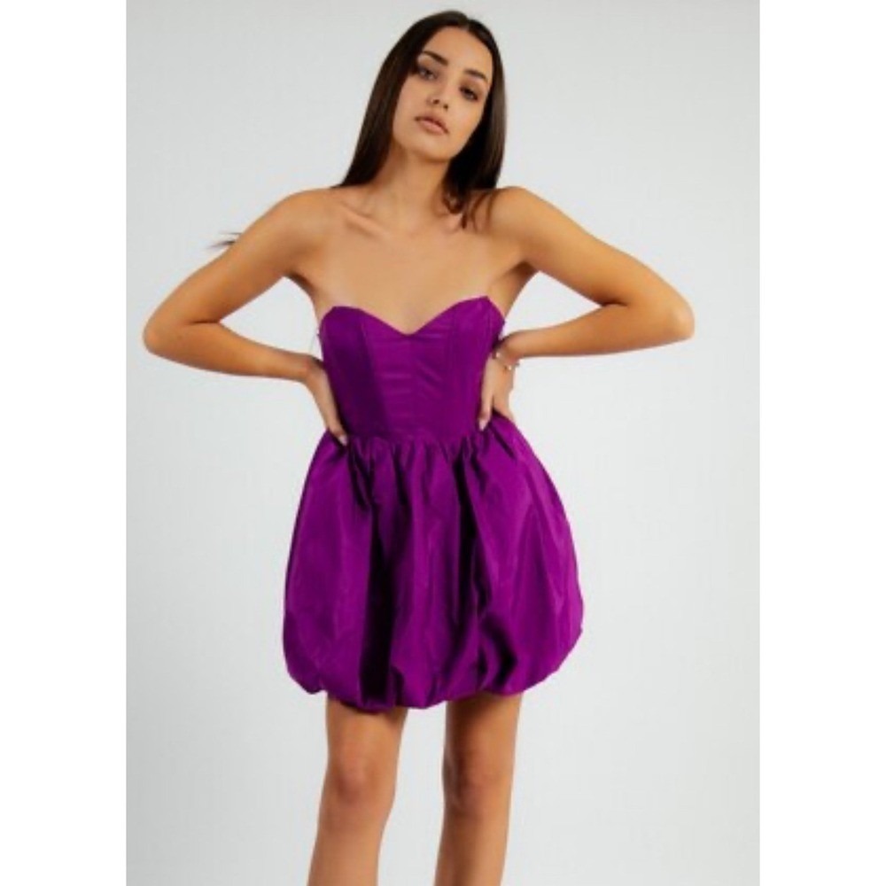 ZARA Strapless Bubble Hem Corset Dress Purple EUR M US M MEX 28